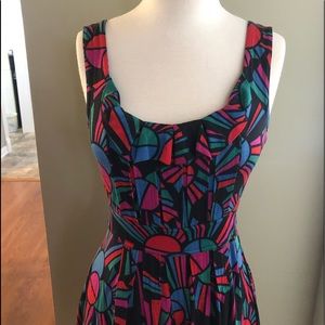 Marc by Marc Jacobs bright op art printed silk rayon knit dress size small